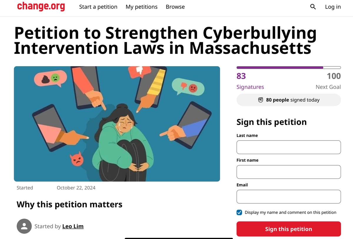 Strengthening Cyberbullying Intervention Laws in Massachusetts: A Petition for Change